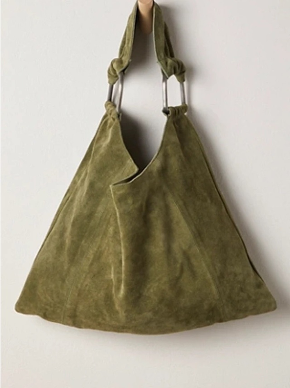 Free People Bobby Slouchy Suede Bag Olive Moss Suede Hobo Like New
